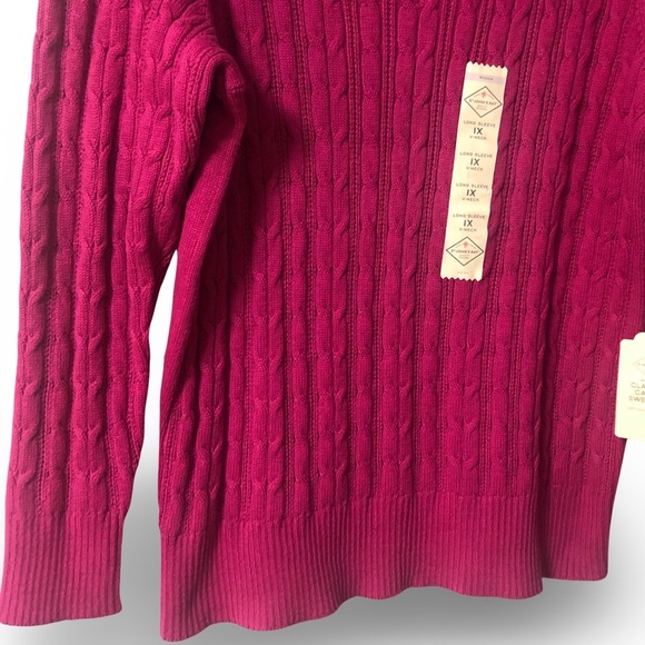 NWT St. John's Bay Plus Womens V Neck Long Sleeve Cable Knit Pullover Sweater - Picture 3 of 8